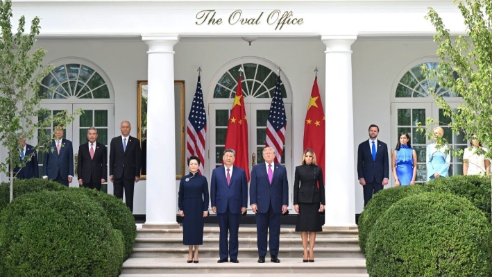 Xi attends welcome ceremony held by Trump